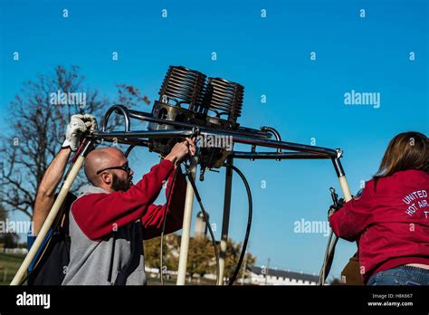 Lancaster Pa Hot Air Balloon And Aerial Images Over Farm Land Stock Photo Alamy
