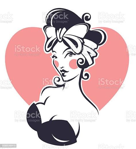 Pinup Girl And Heart Shape Background Stock Illustration Download Image Now 2015 Adult