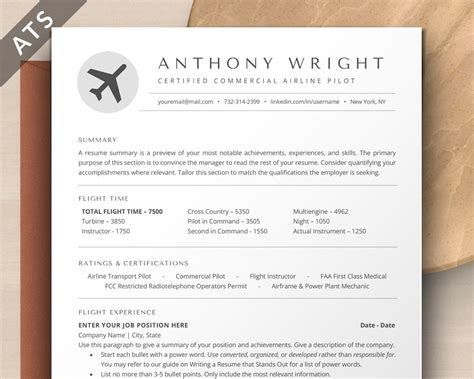 Pilot Resume Template Word Google Docs Apple Pages Mac Ats Friendly