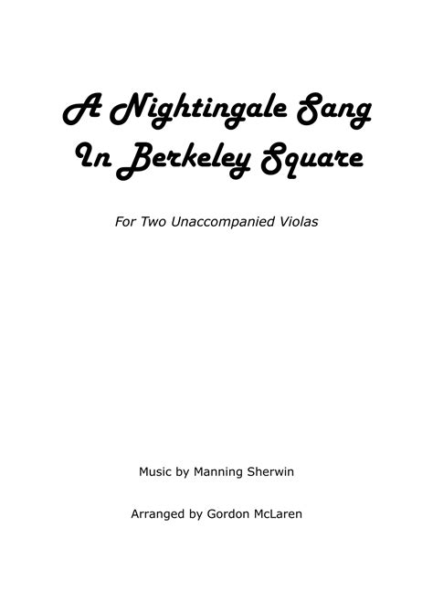 A Nightingale Sang In Berkeley Square Arr Gordon McLaren By