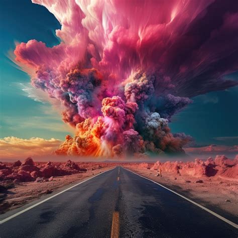 Premium Ai Image A Road With A Large Explosion