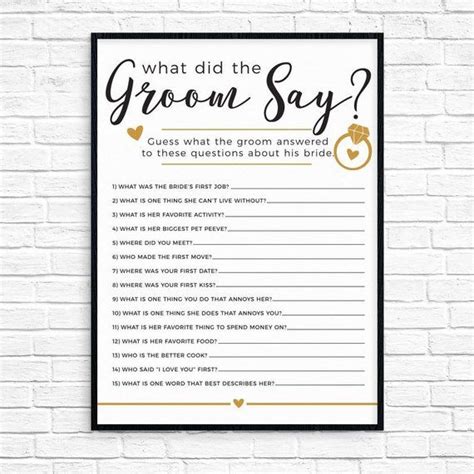 What Did The Groom Say Bridal Shower Game Etsy What Did The Groom