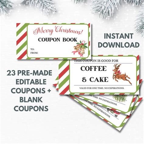 Christmas Custom Coupon Book Christmas Coupon Book Template Holiday