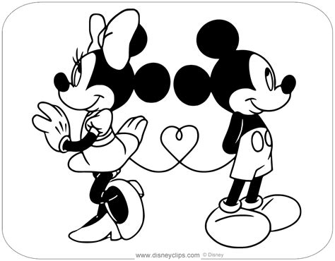 Mickey And Minnie Mouse Valentine Coloring Pages Pl