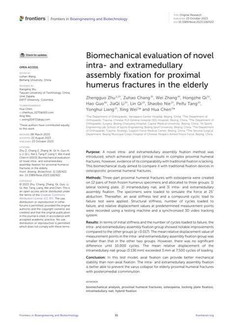 Pdf Biomechanical Evaluation Of Novel Intra And Extramedullary