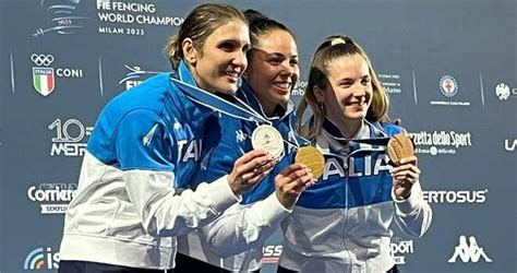 Scherma Tris Mondiale Dellitalia Volpi Errigo E Favaretto Sul Podio