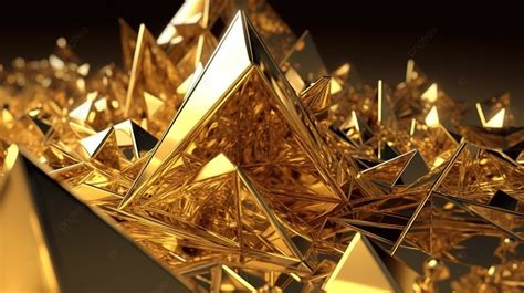 Golden Abstract Triangles In 3d Rendering Background Polygon Abstract