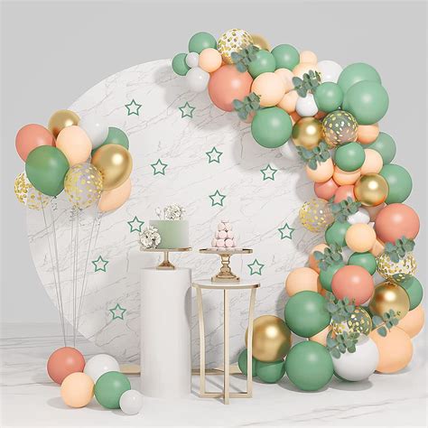 Buy AM ANNA Sage Olive Green Blush Peach Balloon Garland Arch Kit