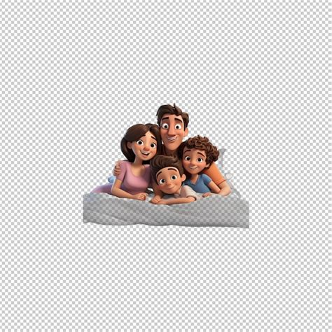 La Familia Latina Durmiendo En 3D Estilo De Dibujos Animados Fondo