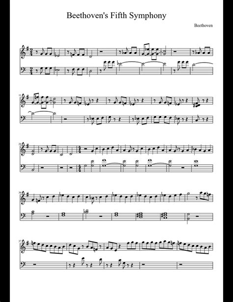 Beethoven Fifth Symphony Piano Sheet Music