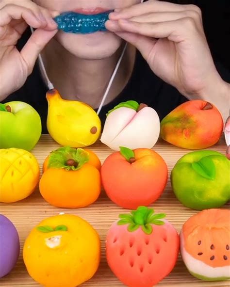 Asmr Fruit Rice Cake Wagashi Rainbow Tiktok Jelly And Kinder Chocolate