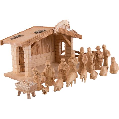 Carved Nativity Set Of Pieces With Stable By Dregeno Seiffen