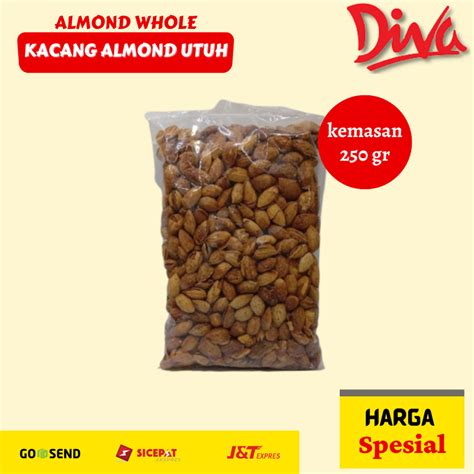 Jual Kacang Almond Whole Raw Kacang Almond Utuh Dengan Kulit 250 Gr