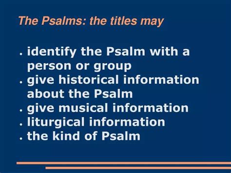 Ppt The Psalms The Titles May Powerpoint Presentation Free Download