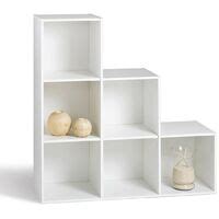 Etagère de rangement avec 6 cases en escalier CaliCosy Blanc Blanc