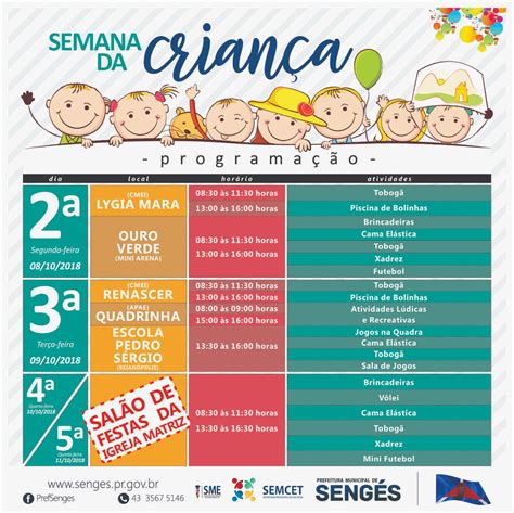 Semana Da Crian A Come A Segunda Feira