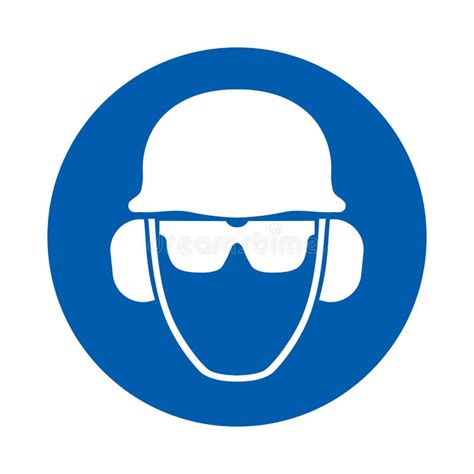 Safety Glasses And Ear Protection Must Be Worn Standard Iso 7010 Stock