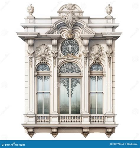 Victorian Architecture: Neoclassical Window Design on White Background ...