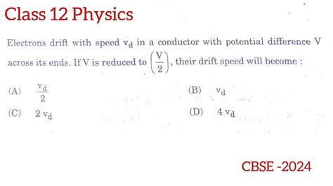 Electron Drift With Speed Vd In A Conductor With Potential Difference V