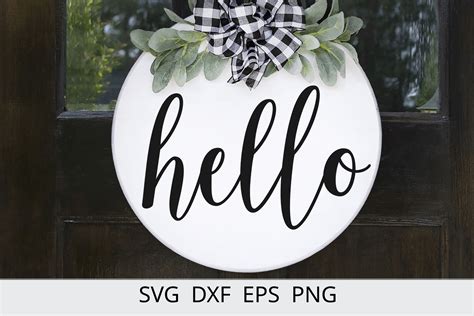 Hello Svg Hello Door Sign Svg Hello Graphic By Chamsae Studio