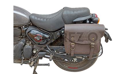 Royal Enfield Hunter 350 Leather Saddle Bags Rusty Brown With Mounting Pair