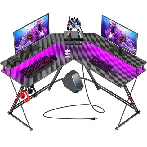 Seven Warrior L Shaped Gaming Desk With Led Lights Power Desertcart