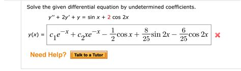 Solved Solve The Given Differential Equation By Undetermined Chegg