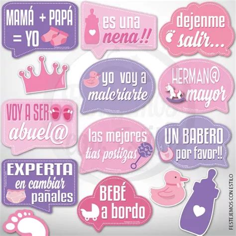 Photo Booth Props Imprimible Baby Shower Nena Carteles Fotos En Venta