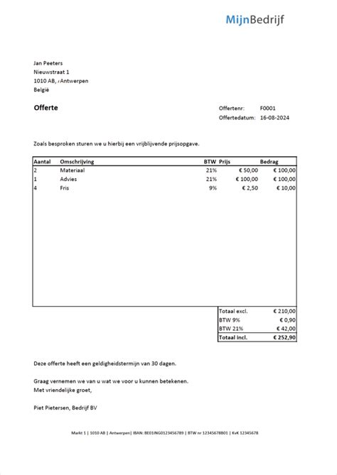 Offerte Voorbeeld Gratis Voorbeelden En Sjablonen Wefact Blog