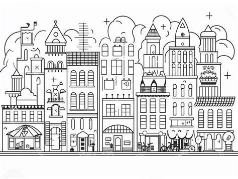 Captivating City Building Coloring Coloring Page