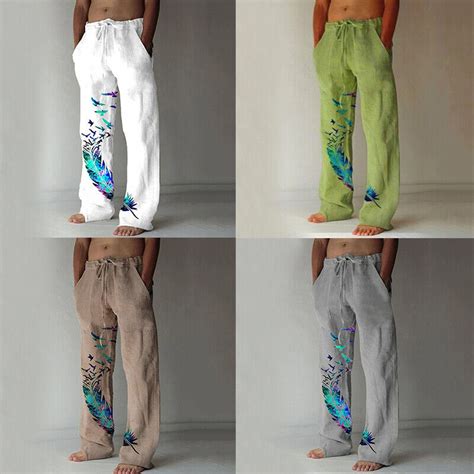 Mens Harem Pants Casual Cotton Linen Baggy Loose Oversized Yoga Hippy