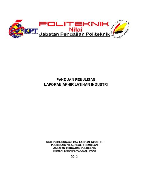 Pdf Panduan Penulisan Laporan Akhir Latihan Industri Unit Perhubungan Dan Latihan Industri