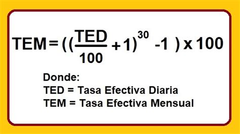 Convertir Tasa Efectiva Diaria A Mensual Ted A Tem