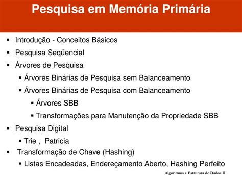 PPT Pesquisa em Memória Primária PowerPoint Presentation free