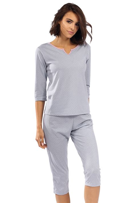 Lorin Schlafanzug Damen Pyjama Set Zweiteilig Getupft Zum Schlafen P