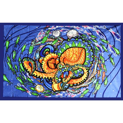 Pulsar Psychedelic Octopus Tapestry 55″ X 83″