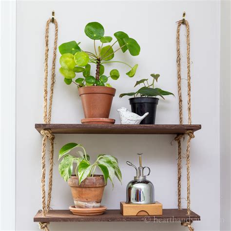 Diy Rustic Hanging Rope Shelf