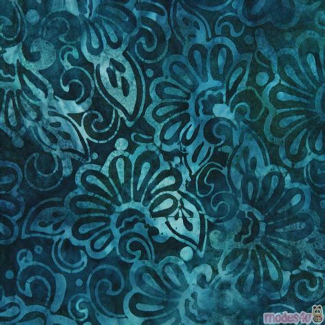 Dark Green Robert Kaufman Flower Batik Fabric Modes U