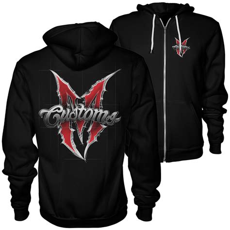 Mens Sketched Logo Zip Up Hoodie Martin Bros Customs