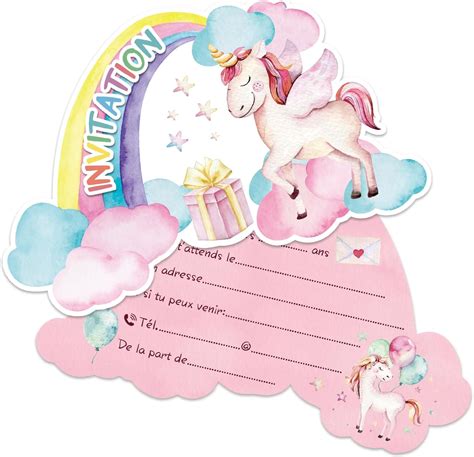 Boyatong Cartes Carte Invitation Anniversaire Fille Arc En Ciel