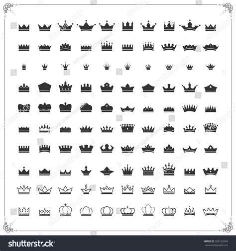 100 Crown Icons Set Vector Eps10 Vector De Stock Libre De Regalías