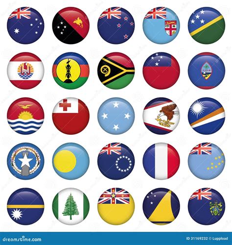 Set Of Australian Oceania Round Flag Icons Stock Vector Illustration