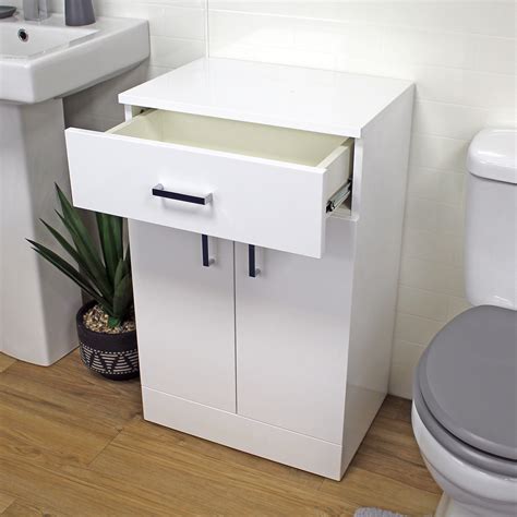 Salerno Freestanding White Gloss Bathroom Cabinet