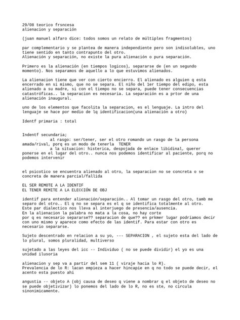 Clase Alienacion Y Separación Pdf Alienación Social Jacques Lacan