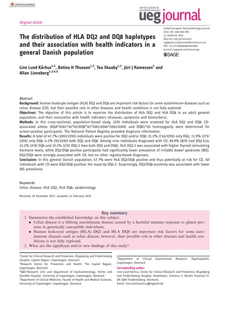 Pdf The Distribution Of Hla Dq2 And Dq8 Haplotypes And Their