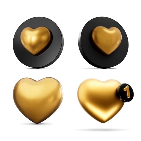 Premium Photo 3d Golden Social Media Love Hearts Symbols With Rounded