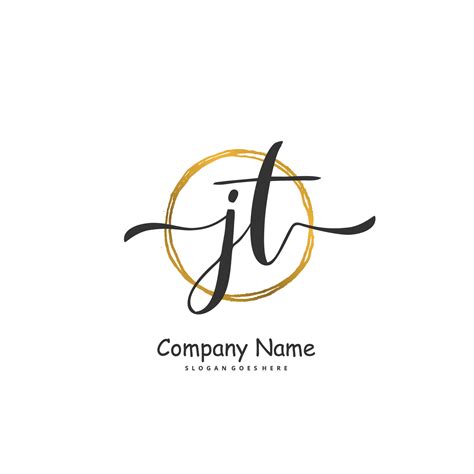 Jt Initial Handwriting And Signature Logo Design With Circle Beautiful