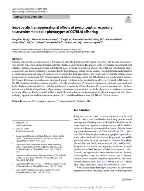 Sex Specific Transgenerational Effects Of Preconception Exposure To