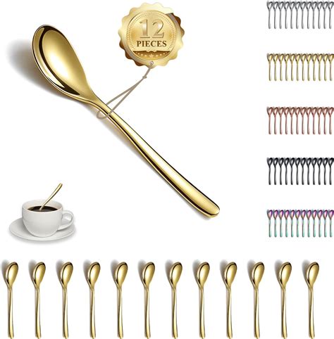 Amazon de Kyraton Gold Teelöffel 12 Stück 14cm Edelstahl Kaffeelöffel