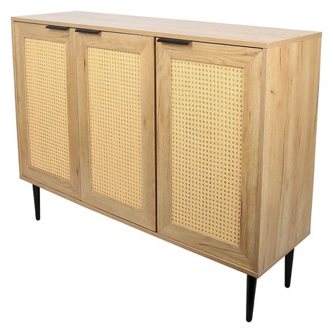 Kadyn Wide Kitchen Buffet Storage Cabinet With Rattan Doors